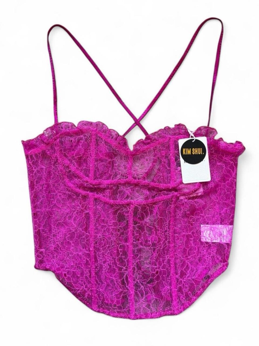Kim Shui Hot Pink Lace Corset Cami